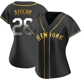 Women's Replica Black Golden Jose Azocar New York Mets Alternate Jersey