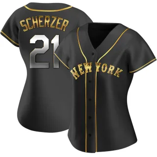 Women's Replica Black Golden Max Scherzer New York Mets Alternate Jersey