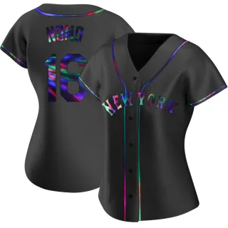 Women's Replica Black Holographic Hideo Nomo New York Mets Alternate Jersey