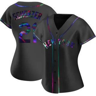 Women's Replica Black Holographic Max Scherzer New York Mets Alternate Jersey