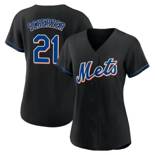 Women's Replica Black Max Scherzer New York Mets 2022 Alternate Jersey