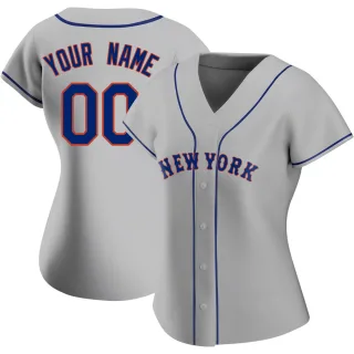 Women's Replica Gray Custom New York Mets Road Jersey