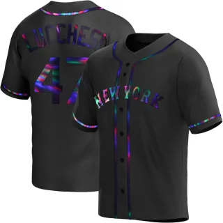Youth Replica Black Holographic Joey Lucchesi New York Mets Alternate Jersey