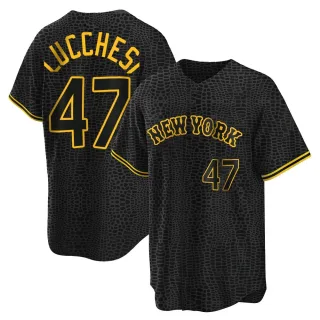 Youth Replica Black Joey Lucchesi New York Mets Snake Skin City Jersey