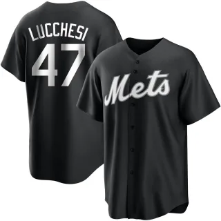 Youth Replica Black/White Joey Lucchesi New York Mets Jersey